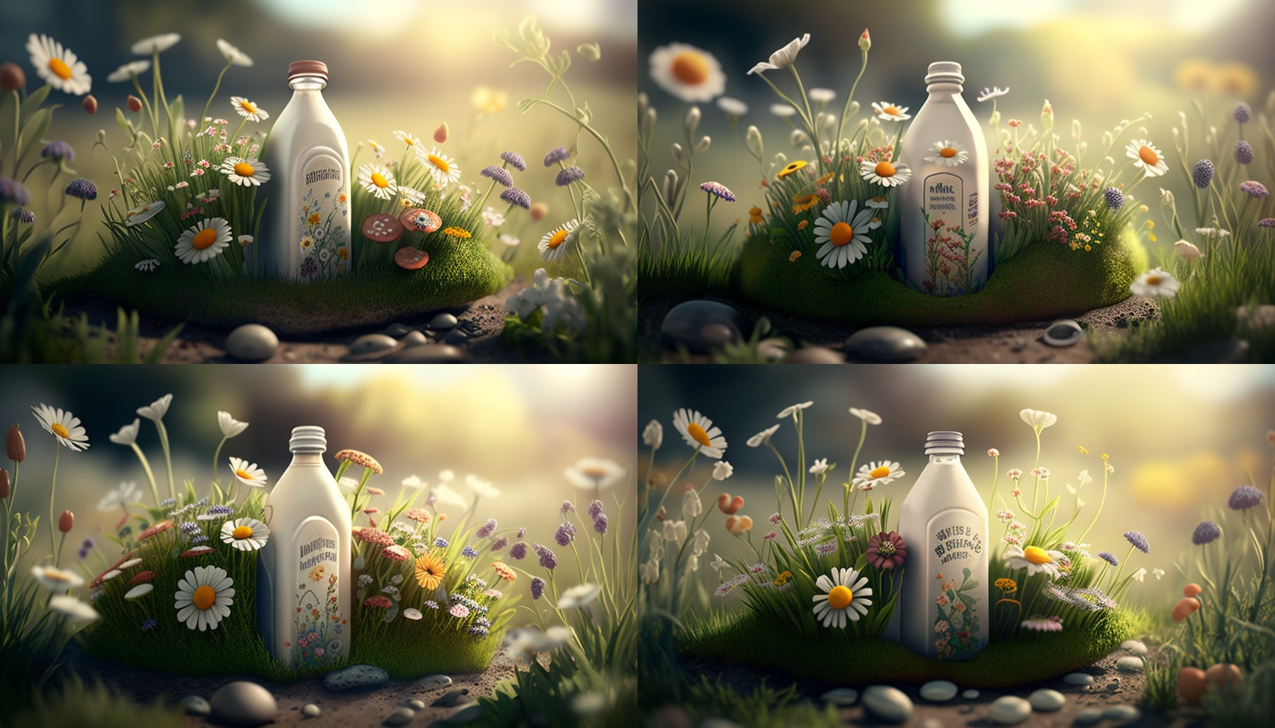 花丛中的牛奶